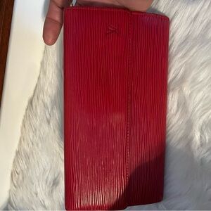 Red Lv Epi red Textured Wallet